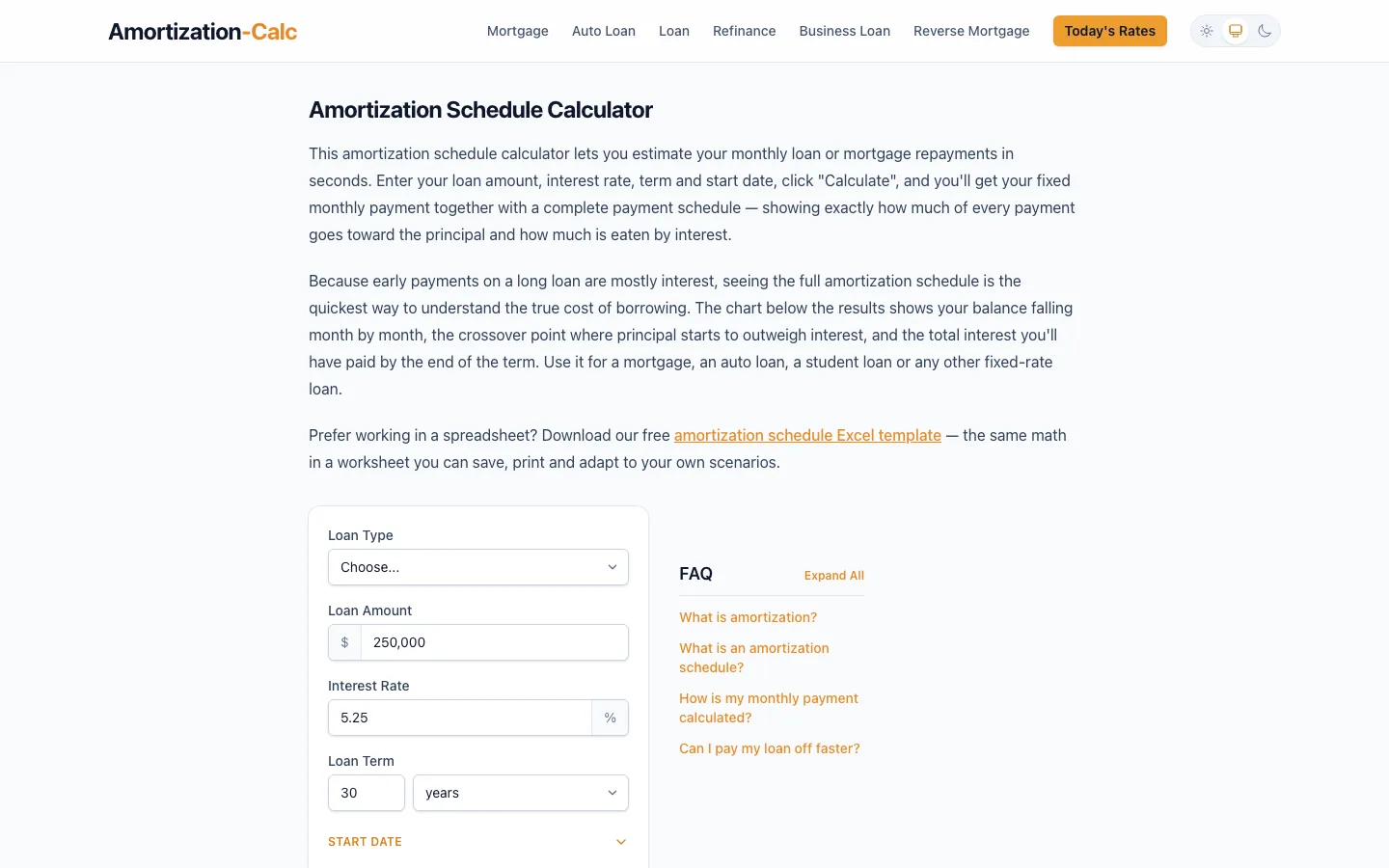 Amortization Calc — amortization schedule calculator