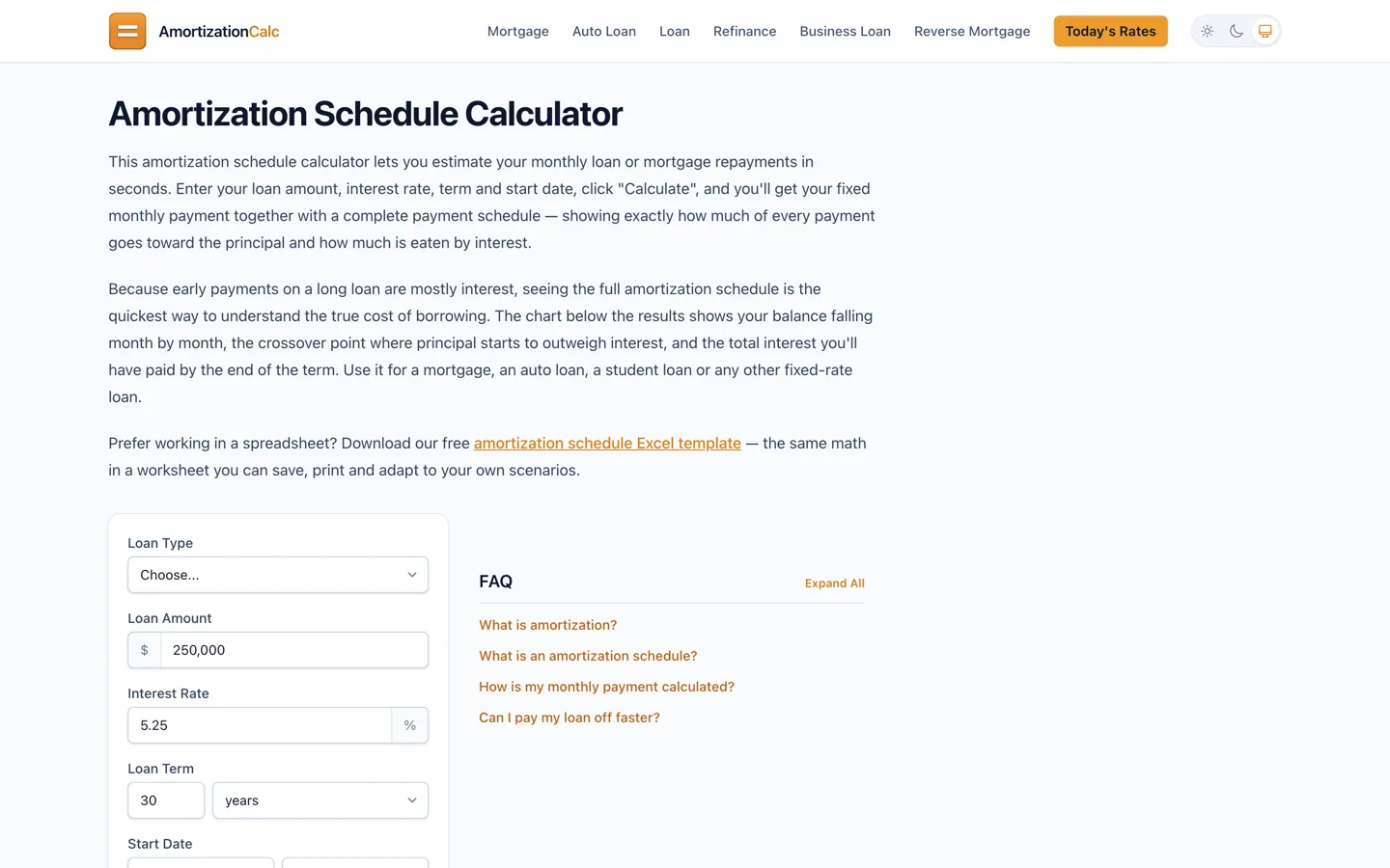 Amortization Calc — amortization schedule calculator