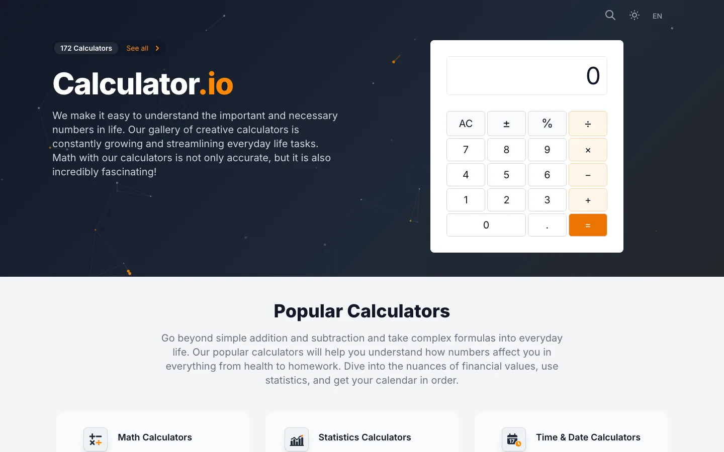 Calculator.io — a gallery of online calculators